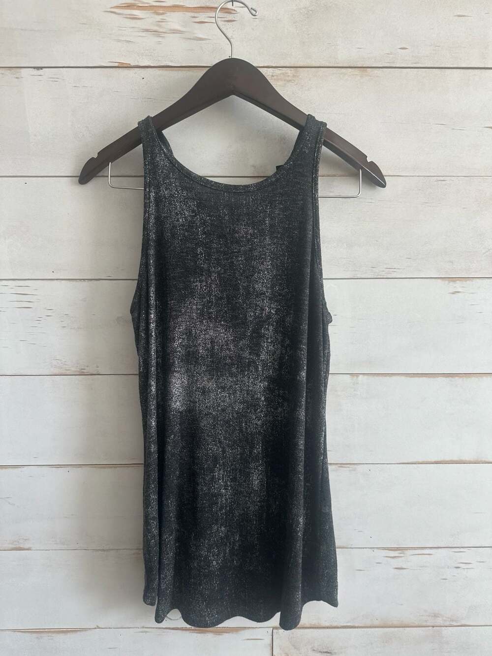 Mossimo Black Metallic Silver Shimmer Sleeveless Tunic Top with Back Zipper Smal
